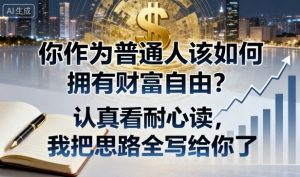 付费文章：你作为普通人该如何拥有财富自由？认真看耐心读，我把思路全写给你了-大兵轻创资源库