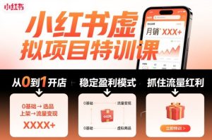 小红书虚拟项目特训课,帮你从0到1打造稳定盈利的店铺,抓住流量红利(更新9月)-大兵轻创资源库
