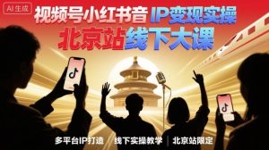 视频号小红书抖音IP变现实操北京站线下大课,40+行业短视频高变现姿势,100+IP高变现实操技术-大兵轻创资源库