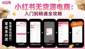 小红书无货源电商,入门到精通,开店+选品+笔记+剪辑+赛道+内容-大兵轻创资源库