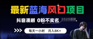 最新蓝海风口项目,抖音漫剧,0粉不实名每天一小时,月入8K+【揭秘】-大兵轻创资源库