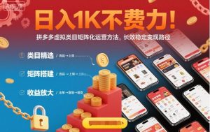 日入1K不费力!拼多多虚拟类目矩阵化运营方法,长效稳定变现路径-大兵轻创资源库