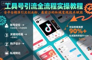 工具号引流全流程保姆级实操教程,全平台精准引流创业粉,最前沿的私域变现技术赋能-大兵轻创资源库