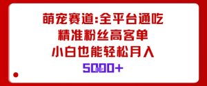 萌宠赛道,全平台通吃,精准粉丝高客单,小白也能轻松月入5k-大兵轻创资源库