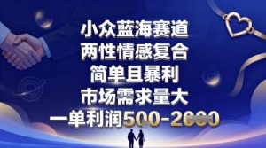 小众蓝海赛道，两性情感复合，简单且暴利，市场需求量大，一单利润5张，未来几年可持续深耕的项目-大兵轻创资源库