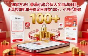 独家方法!番茄小说合伙人全自动挂G项目,无风控单机单号稳定日收益100+,小白也能做【揭秘】-大兵轻创资源库