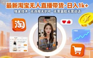 最新淘宝无人直播带货，日入1k+，独家技术，无违规无封号，无需露脸无需说话【揭秘】-大兵轻创资源库