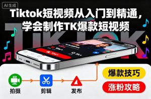 Tiktok短视频从入门到精通,学会制作TK爆款短视频-大兵轻创资源库