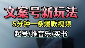 文案号新玩法,5分钟一条爆款视频,流量高,起号快,多方位变现-大兵轻创资源库