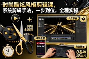 时尚酷炫风格剪辑课,系统剪辑手法,一步到位,全程实操-大兵轻创资源库