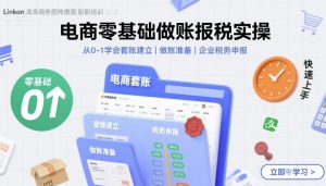 电商零基础做账报税实操快速上手，从0-1学会套账建立，做账准备，企业税务申报-大兵轻创资源库