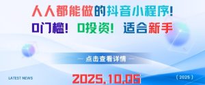 人人都能做的抖音小程序,0门槛0成本,适合新手-大兵轻创资源库