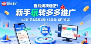 告别烧钱迷茫！新手玩转多多推广：从0到1的全流程攻略（含选品/出价/避坑）-大兵轻创资源库