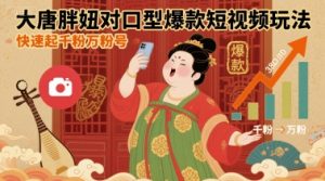 大唐胖妞对口型爆款短视频玩法，快速起千粉万粉号-大兵轻创资源库