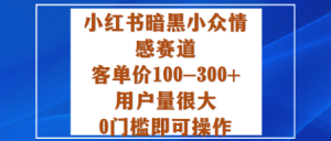 小红书暗黑小众情感赛道,客单价100-300+用户量很大,0门槛即可操作-大兵轻创资源库
